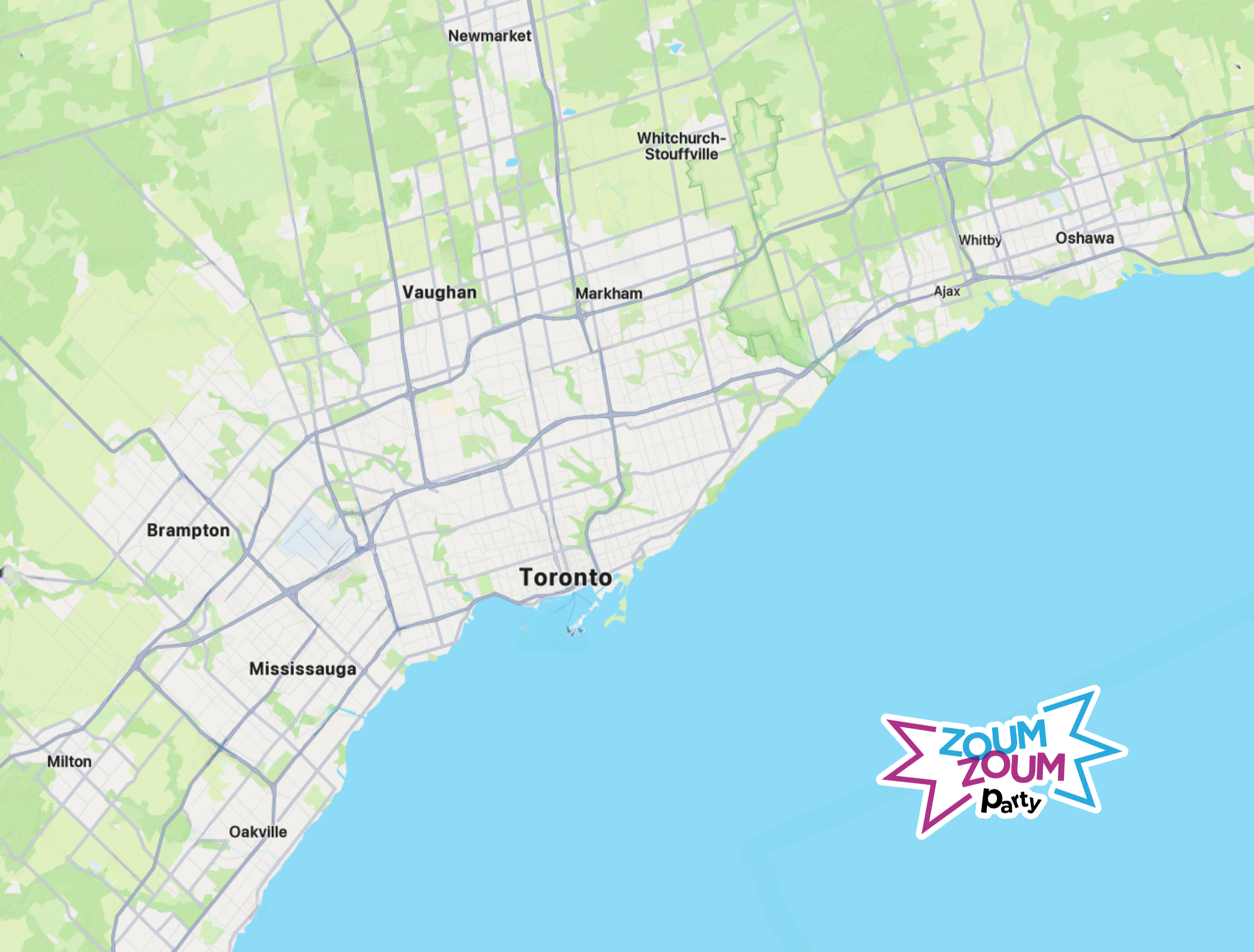 Toronto and GTA service areas for Zoum Zoum Party.