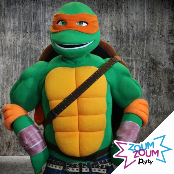 Michealangelo Mascot Birthday Party With Ninja Turtle gift