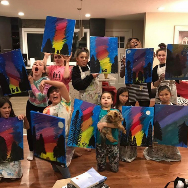 kids party Art paint party raw canvas